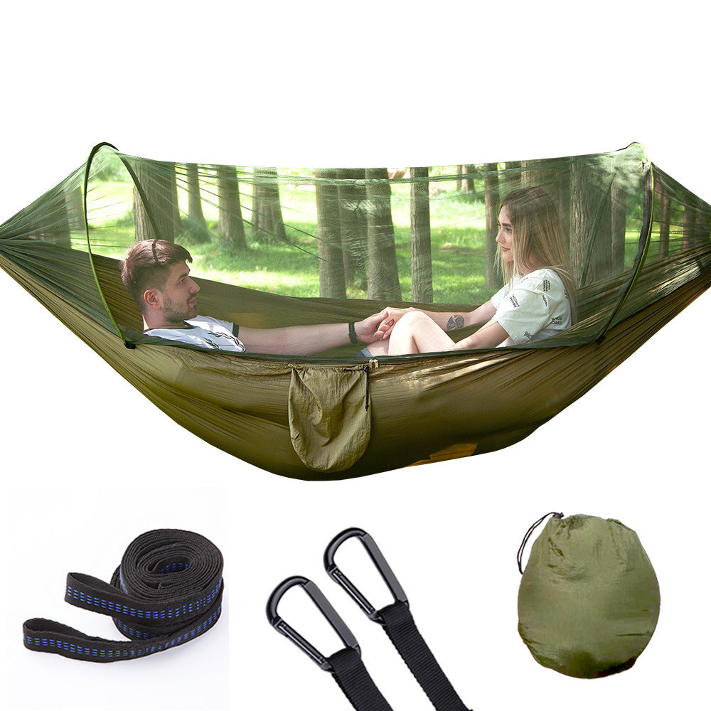 BreezyBunk™ Fully Automatic Quick Opening Hammock With Mosquito Net