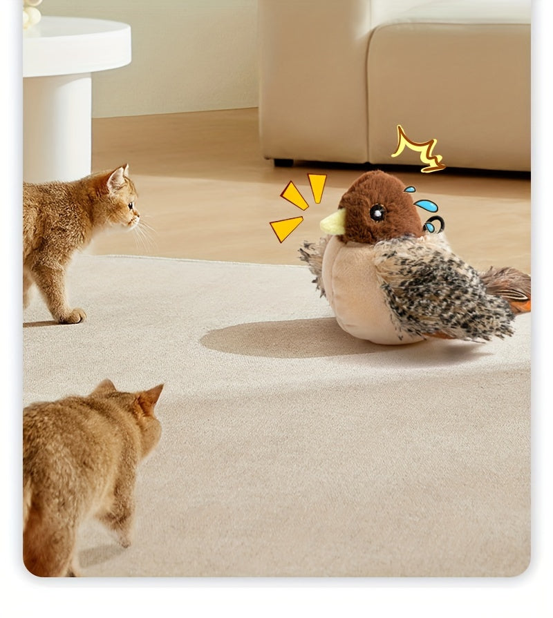 Interactive Plush Bird Cat Toy