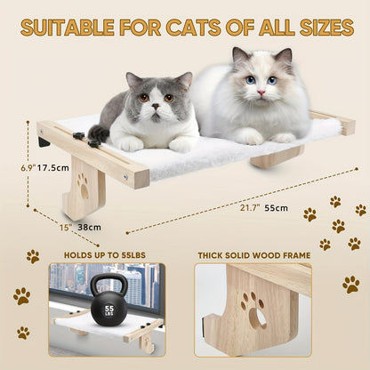 Adjustable Cat Window Perch - Wooden & Metal Frame