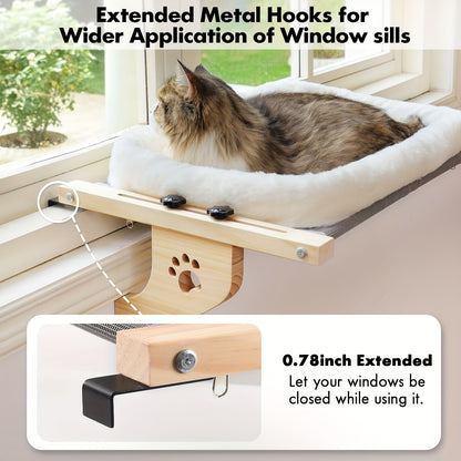 Adjustable Cat Window Perch - Wooden & Metal Frame