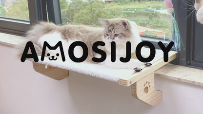 Adjustable Cat Window Perch - Wooden & Metal Frame